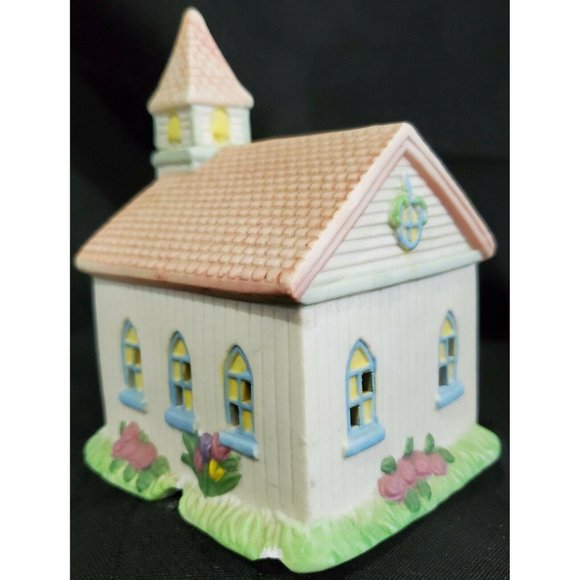 EASTER VILLAGE CHURCH FLOWER SHOP GROCERY STORE Spring pastel building house 3pc - Picture 9 of 12